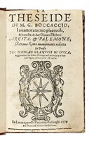 La Theseide [...] Innamoramento piaceuole, & honesto di due giouani thebani.