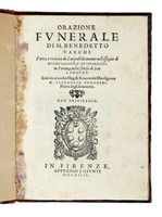 Orazione funerale [...] recitata [...] pubblicamente nell'essequie di Michelagnolo Buonarroti in Firenze, nella chiesa di San Lorenzo...
