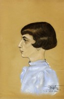 Ritratto femminile di profilo.
