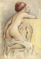 Nudo femminile di schiena con piccolo specchio.