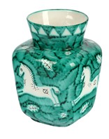 Vaso con decori equestri.