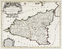 La Sicile divis�e en ses trois Provinces ou Val�es s�avoir Valle di Demona, Valle di Noto et Valle di Mazara... / par Hubert Jaillot.