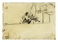Muro, cipresso e case (studio per Piazza del Carmine).
