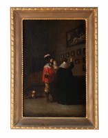 Coppia di scene di genere in interno.