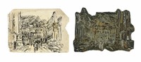 Lastra incisoria per Scorcio cittadino.