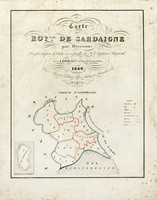 Carte du Roy.me de Sardaigne par Divisions Dress�e d'apres la carte  en 12 feuilles de M.r le Capitaine Raymond par Lorrain Ain� G�ographe.