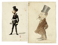 Lotto composto di 2 disegni caricaturali.