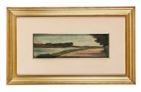 Paesaggio toscano con ruscello.