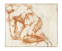 Nudo virile riverso (r). Nudo virile stante e schizzi (v).