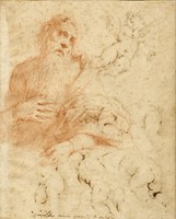 Studio per un santo in adorazione (recto) / Studio per putti e amorino in volo (verso).