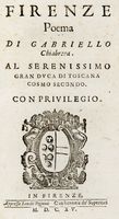 Firenze poema. Al serenissimo gran duca di Toscana Cosmo secondo.