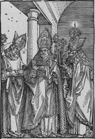 I santi vescovi Nicola, Ulrico ed Erasmo.