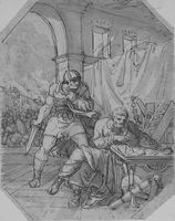 Archimede che viene ucciso da un soldato romano.