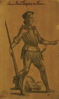 Coppia di disegni per Armamentarirum heroicum (o Libro degli eroi di Ambras): Janus Maria Fregosius von Genua (Giano Maria Fregoso) - Alphonsus ? Herzog zu Ferrara (Alfonso II d'Este).