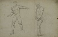 Studio di nudo virile e altra figura di vecchio con le mani intrecciate (recto) / Studio di figura panneggiata e di mani intrecciate (verso).