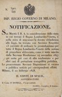 Raccolta di 3 bandi milanesi del febbario 1848.