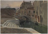 Venezia, canale con gondole.