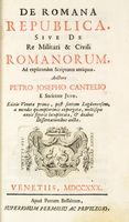 De Romana Republica, sive de Re Militari & Civili romanorum...