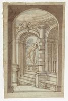 Studio di loggiato con nicchia e statua.