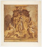 Tre allegorie femminili in cornice.
