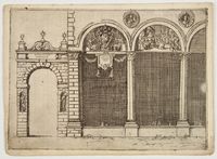 Lotto di 3 pagine con illustrazioni da Descrizione degli Apparati fatti in Bologna per la venuta della Papa Clemente VIII