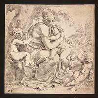 Figura femminile con tre putti (Carit&agrave;).