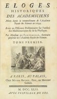 Eloges historiques des academiciens morts depuis le renouvellement de l'Académie Royale des sciences en 1699...