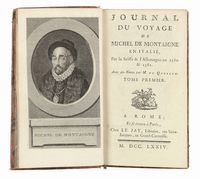 Journal du voyage [...] en Italie, Par la Suisse & l'Allemagne en 1580 & 1581. Avec des Notes par M. de Querlon. Tome Premier (-Troisieme).