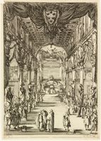 Veduta della navata centrale di San Lorenzo con il catafalco del principe Francesco dè Medici.