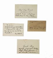 Raccolta di 8 biglietti da visita (tra cui 1 di Giuseppe Verdi) con firme e dediche autografe.