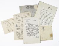 Insieme di 4 lettere e 2 biglietti autografi firmati inviati a Piero Giacosa, fratello del drammaturgo Giuseppe.
