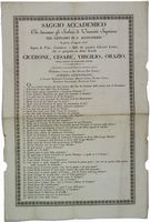 Saggio Accademico / che daranno gli Scolari di Umanità Superiore / Nel Ginnasio in S. Alessandro [Milano] / il giorno 25 agosto 1818.