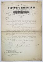 Documento, con firma autografa, relativo al conferimento di una pensione accademica rimasta vacante dopo la morte di Carlo Cattaneo.