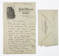 Lettera autografa siglata inviata all'attrice americana Ruth Ford.