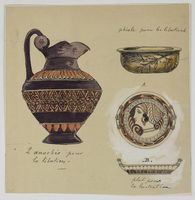 Studi di ceramiche greche: Phiale pour la libation, Chenochés pour la libation, Plat pour la lustration.