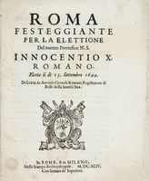 Roma festeggiante per la elettione Del nuovo Pontefice N. S.  Innocentio X Romano [...] descritta da Antonio Gerardi...
