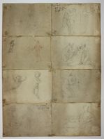 Otto fogli di studio da Masaccio, Raffaello, Benozzo Gozzoli.