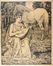  Hans Thoma  (Bernau, 1839 - Karlsruhe, 1924) : Figura femminile con liuto e cavallo.  - Asta Stampe, Disegni e Dipinti dal XVI al XX secolo - Libreria Antiquaria Gonnelli - Casa d'Aste - Gonnelli Casa d'Aste