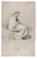  Gerolamo Induno  (Milano, 1825 - Milano, 1890) [cerchia di] : Figura maschile panneggiata seduta e studi di teste(r). Studi di figura femminile implorante e studio di due uomini in lotta (v).  - Asta Libri & Grafica. Parte I: Stampe, Disegni & Dipinti - Libreria Antiquaria Gonnelli - Casa d'Aste - Gonnelli Casa d'Aste