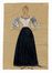  Emma Calderini  (Ravenna, 1899 - Medesano, 1975) : Lotto composto di 2 bozzetti per costumi teatrali.  - Auction Graphics & Books - Libreria Antiquaria Gonnelli - Casa d'Aste - Gonnelli Casa d'Aste