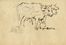  Giovanni Bartolena  (Livorno, 1866 - 1942) [attribuito a] : Schizzo di due buoi e un cavallo.  - Asta Grafica & Libri - Libreria Antiquaria Gonnelli - Casa d'Aste - Gonnelli Casa d'Aste