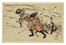  Toyohara Chikanobu (Hashimoto Naoyoshi /Yoshu Chikanobu)  (Prefettura di Niigata, 1838 - Tokyo (?), 1912) : Kusunoki Masayuki, figlio del generale Masashige, alla battaglia di Shijo Nawate / I samurai Sasaki and Kajiwara raggiungono a guado la sponda nemica alla battaglia del fiume Uji. Da Heike Monogatari.  - Asta Arte Antica, Moderna e Contemporanea [parte I] - Libreria Antiquaria Gonnelli - Casa d'Aste - Gonnelli Casa d'Aste