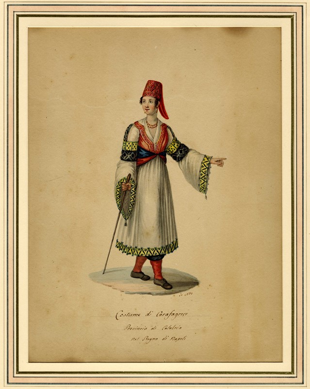 Lotto composto di 5 disegni di costumi popolari napoletani.