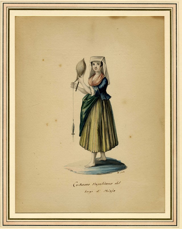 Lotto composto di 5 disegni di costumi popolari napoletani.