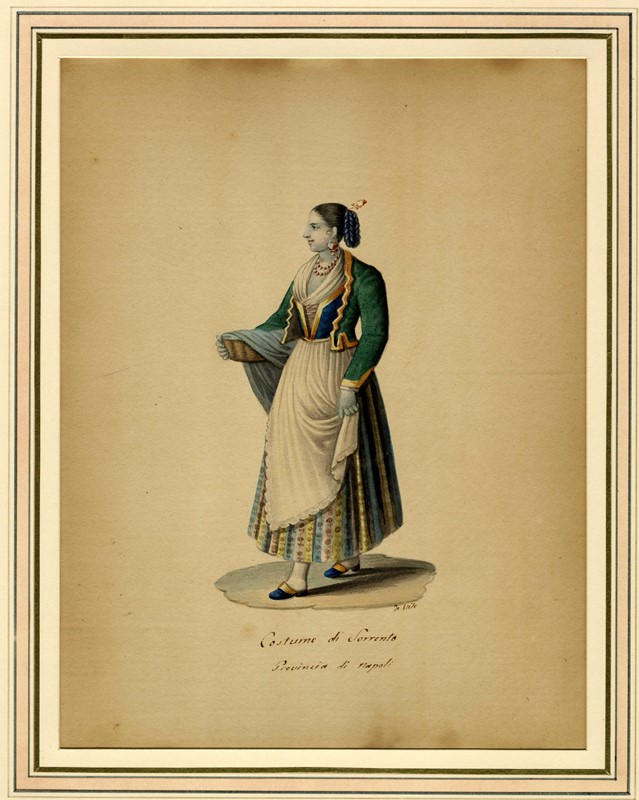 Lotto composto di 5 disegni di costumi popolari napoletani.