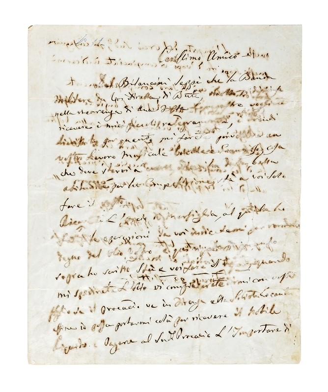 Lettera autografa firmata inviata al compositore Andrea Bernardini, direttore della Banda militar...