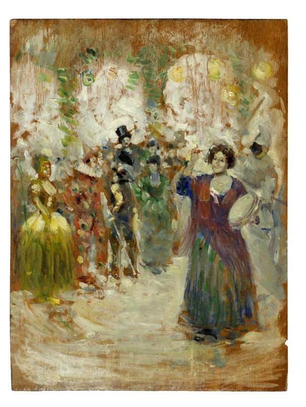 Lotto composto di 2 disegni e 1 dipinto con costumi popolari.