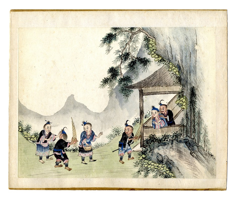 Quindici illustrazioni con scene agresti.