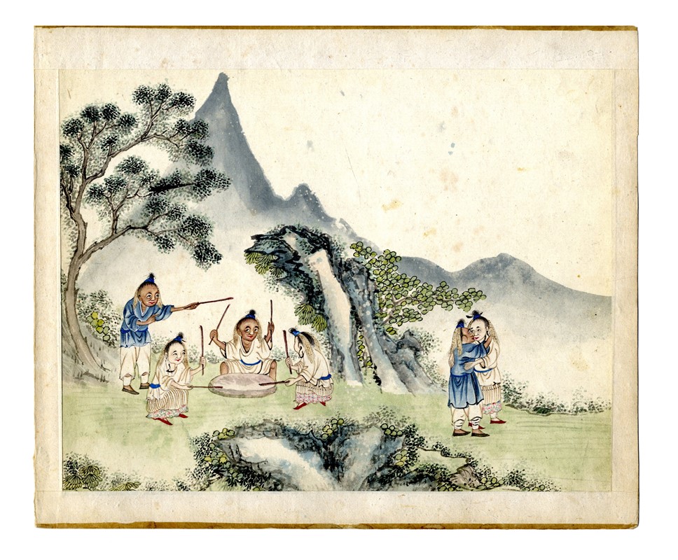 Quindici illustrazioni con scene agresti.