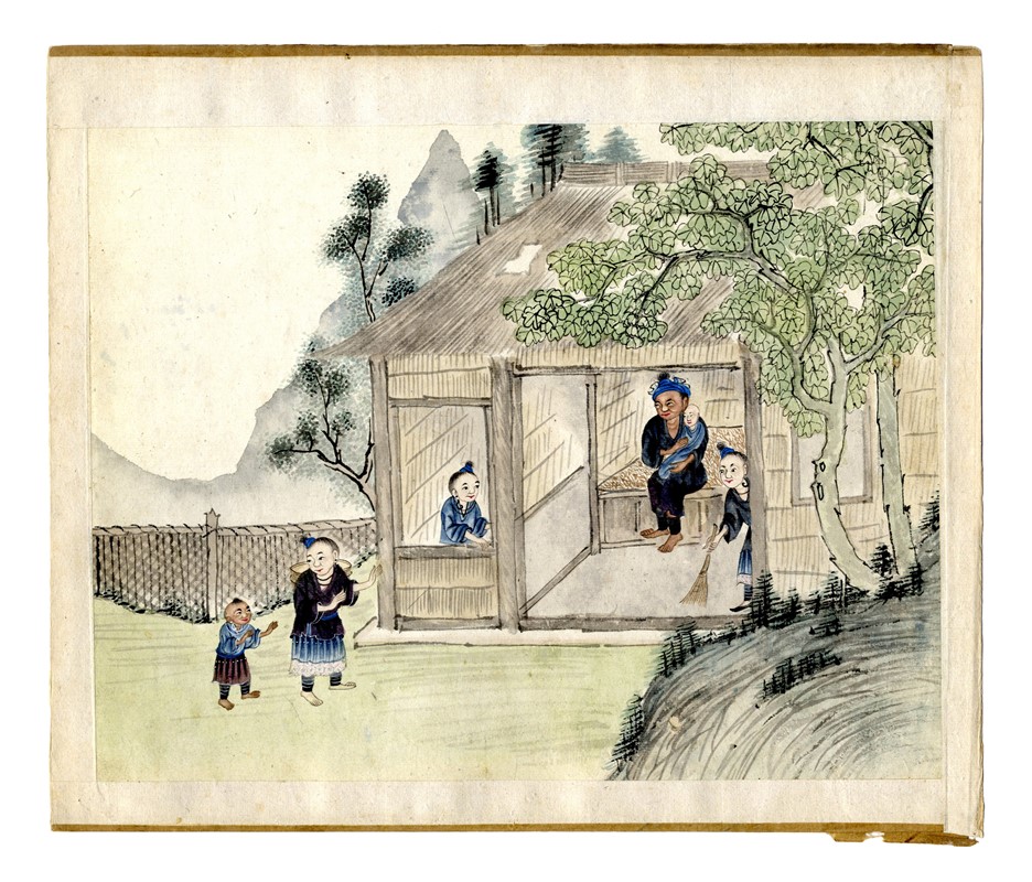 Quindici illustrazioni con scene agresti.